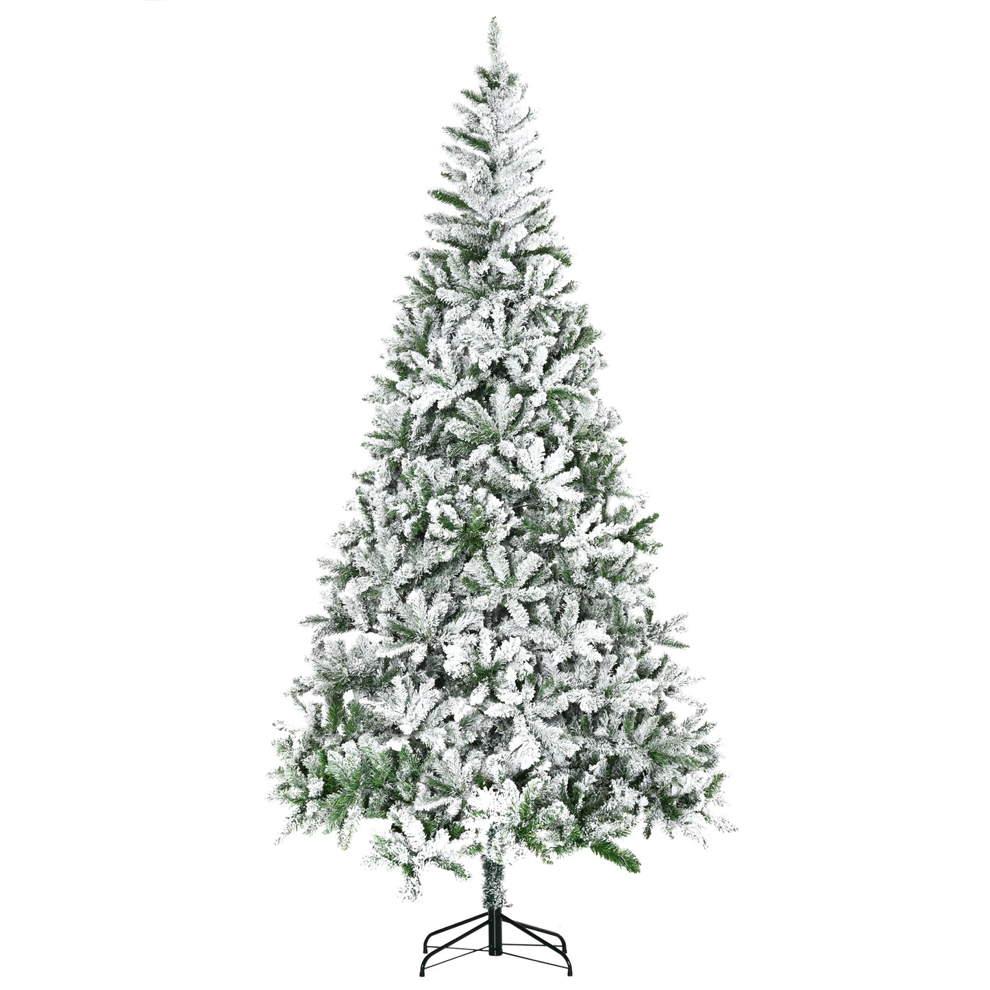 MegaMart 9' Tall Unlit Snow Flocked Pine Artificial Christmas Tree with Realistic Branches, Green