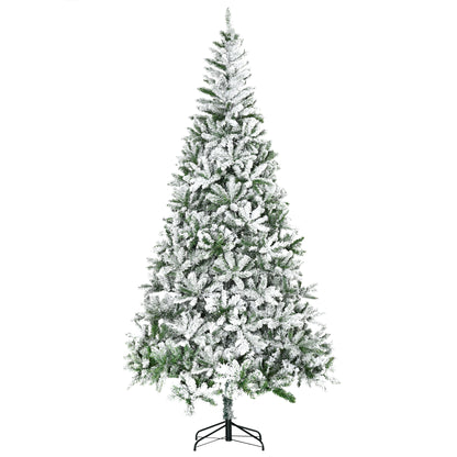 MegaMart 9' Tall Unlit Snow Flocked Pine Artificial Christmas Tree with Realistic Branches, Green