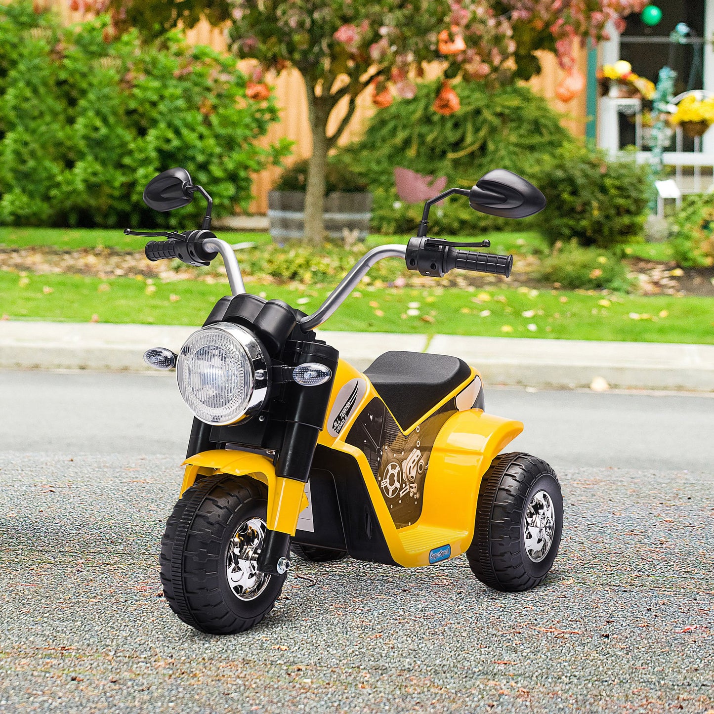 MegaMart Electric Motorcycle for Kids, 6V Battery Powered Ride-On Dirt Bike 3-Wheels Motorbike with Horn Headlights Realistic Sounds Speed for 18 - 36 Months Yellow