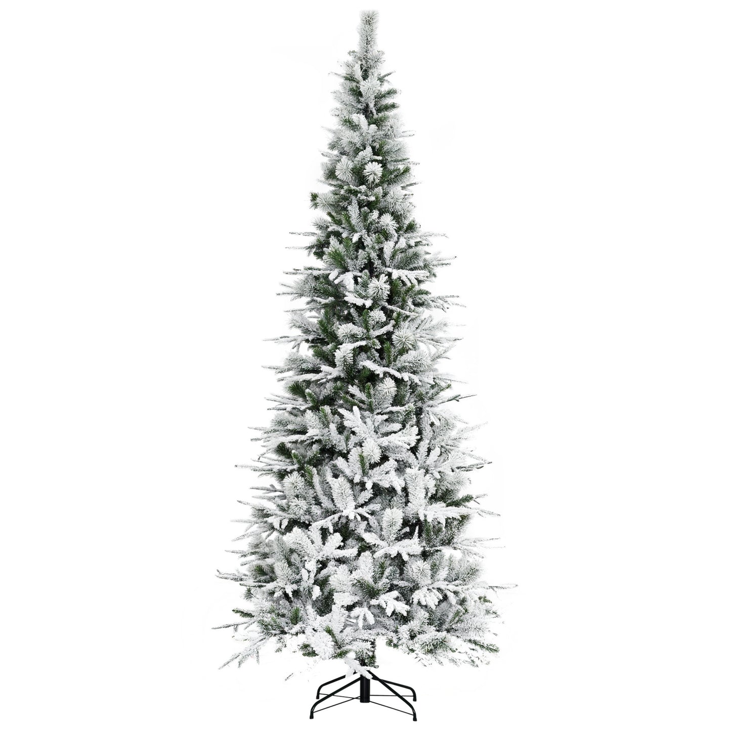 MegaMart 9' Unlit Snow Flocked Pine Artificial Christmas Tree with Realistic Branches and 1159 Tips, Green