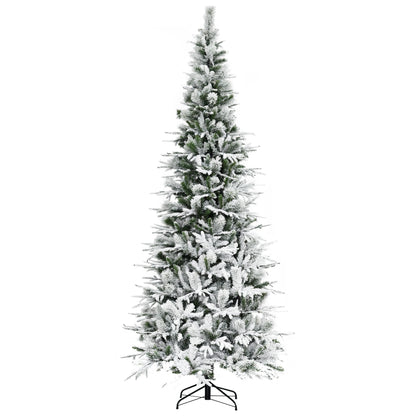 MegaMart 9' Unlit Snow Flocked Pine Artificial Christmas Tree with Realistic Branches and 1159 Tips, Green