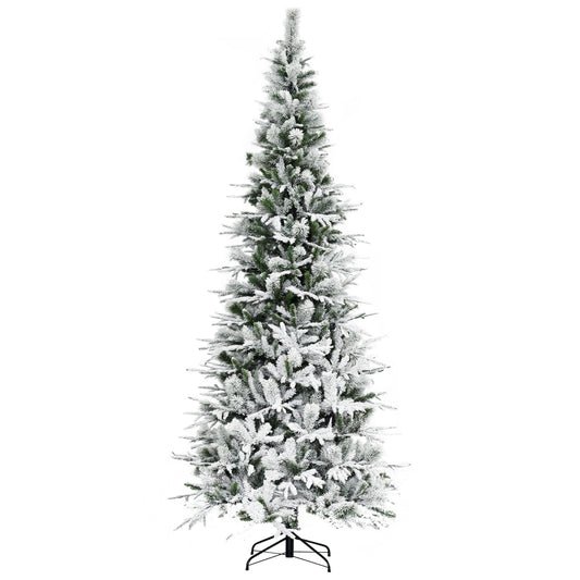MegaMart 9' Unlit Snow Flocked Pine Artificial Christmas Tree with Realistic Branches and 1159 Tips, Green