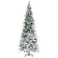 MegaMart 9' Unlit Snow Flocked Pine Artificial Christmas Tree with Realistic Branches and 1159 Tips, Green