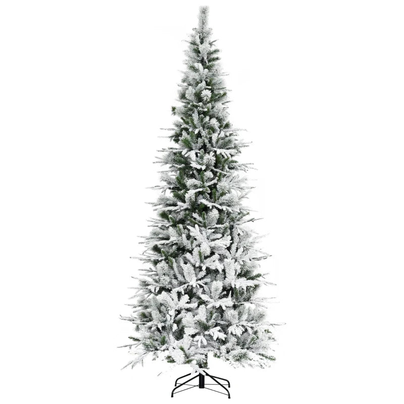 MegaMart 9' Unlit Snow Flocked Pine Artificial Christmas Tree with Realistic Branches and 1159 Tips, Green