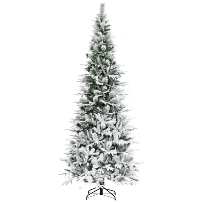 MegaMart 9' Unlit Snow Flocked Pine Artificial Christmas Tree with Realistic Branches and 1159 Tips, Green