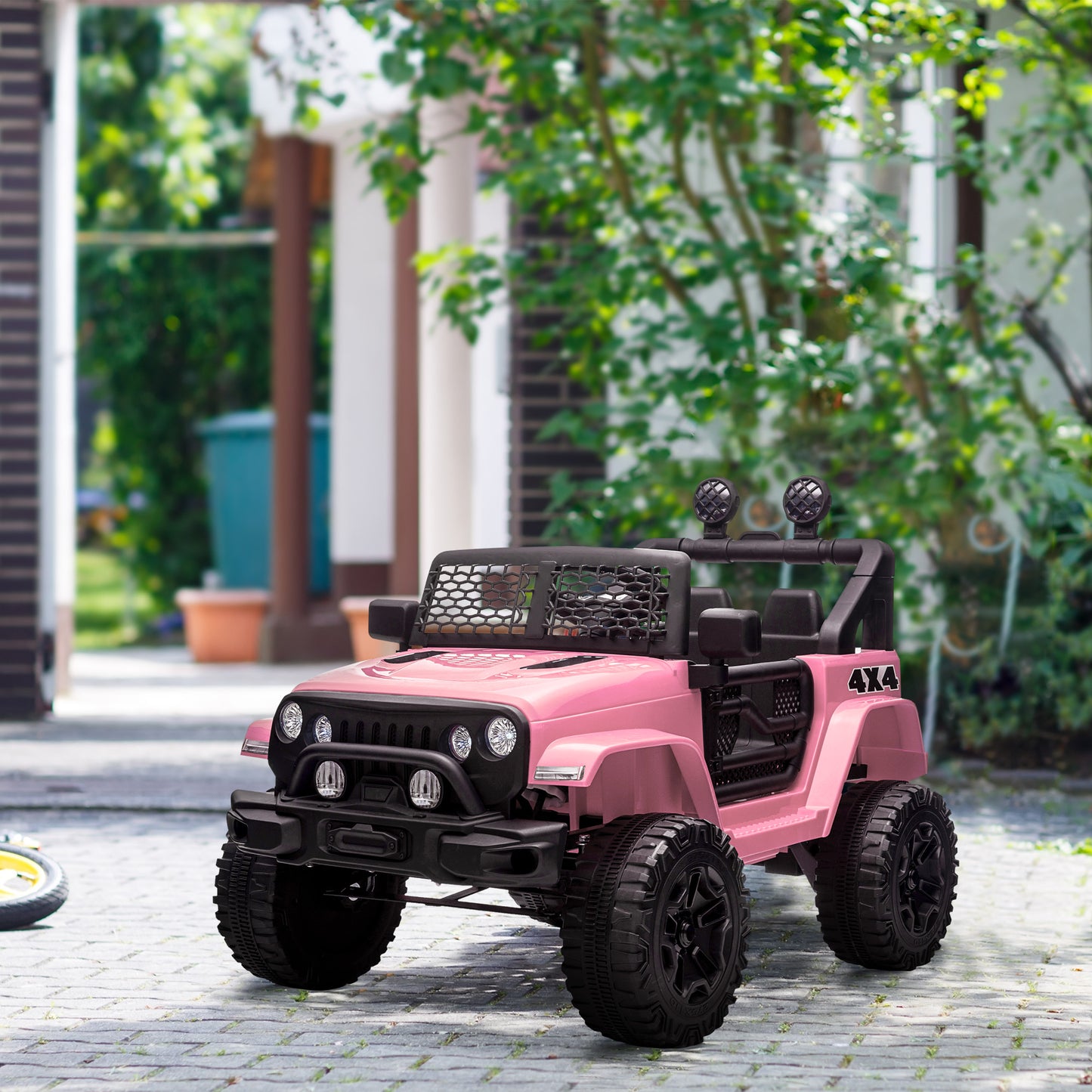 MegaMart 12V Kids Ride On Truck with Parent Remote Control, Battery Powered Electric Car with Spring Suspension, Adjustable Speed, LED Lights and Horn, Pink