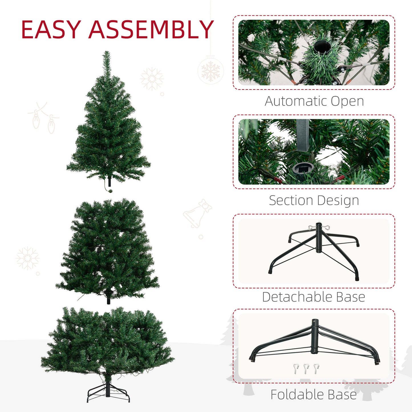 MegaMart 7.5 FT Tall PreLit Artificial Christmas Tree with Realistic Branches, 500 Warm White LED Lights and 1346 Tips, Green