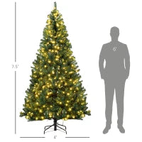 MegaMart 7.5 FT Tall PreLit Artificial Christmas Tree with Realistic Branches, 500 Warm White LED Lights and 1346 Tips, Green
