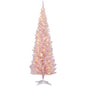 MegaMart 6ft Pencil Christmas Tree, Slim Artificial Christmas Tree with Realistic Branches and Warm White LED Lights, Pink